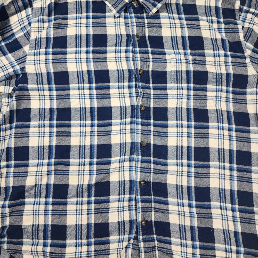 Blue Mountain Flannel Shirt Mens 2X Blue Plaid Fair Condition Long Sleeve Cotton - Picture 2 of 7